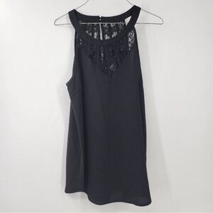 EUC Pixley Black Sleeveless Top w/ Lace Detail. Sz Med